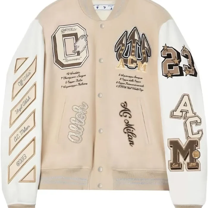 AC Milan Off White Varsity Jacket