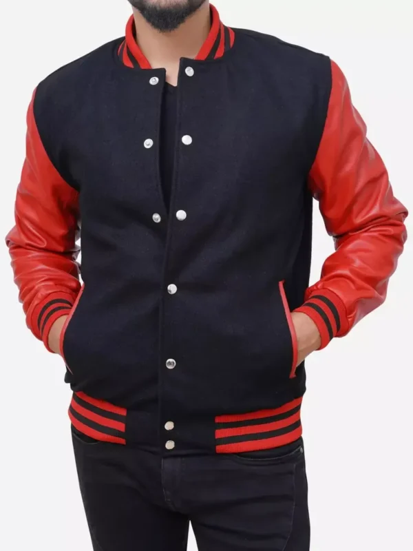 Mens Wool Blended Varsity Baseball Jacket