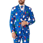 Mens X-Mas Festivity Holiday Party Print Suit