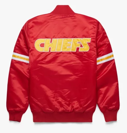 NFL Kansas City Chiefs Red Satin Varsity Bomber Jacket