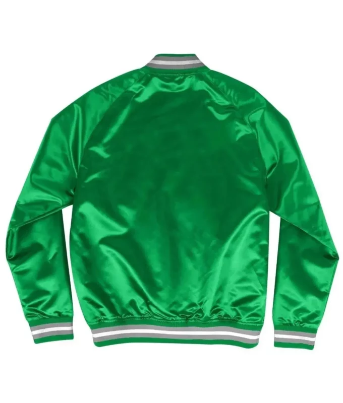 Philadelphia Eagles Lightweight Green And Black Bomber Satin Varsity Jacket