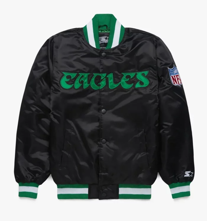 Philadelphia Eagles Starter Blackout Full-Snap Varsity Jacket