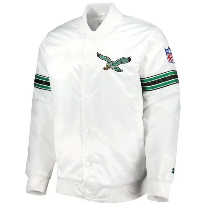 Philadelphia Eagles The Power Forward White Satin Jacket