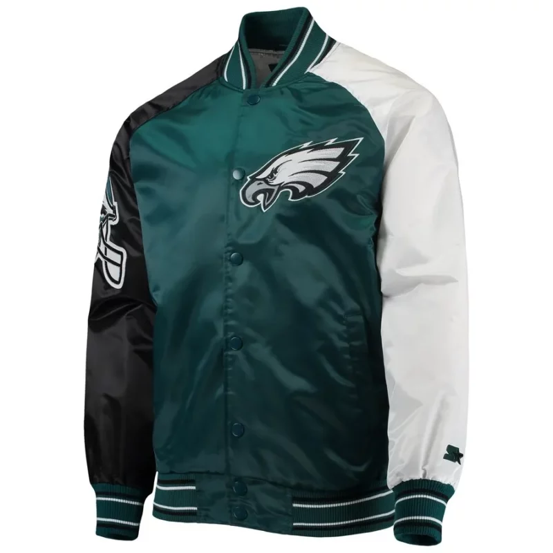 Philadelphia Eagles The Reliever Green Satin Jacket