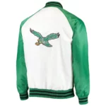 Philadelphia Starter Eagles NFL White And Green Satin Varsity Jacket