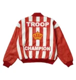 Troop Champion Bomber Red Leather Jacket