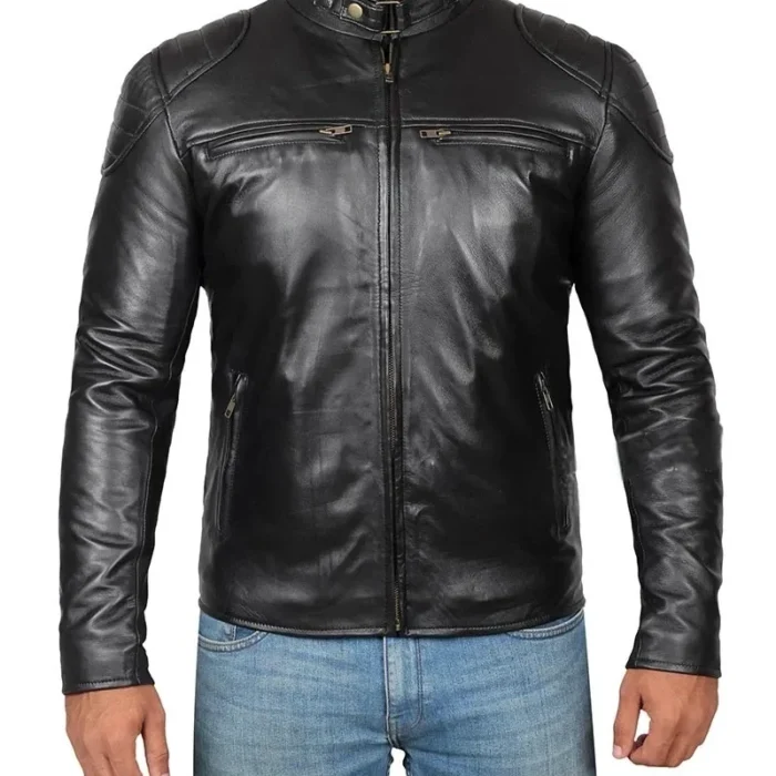 Cafe Racer Black Real Leather Jacket