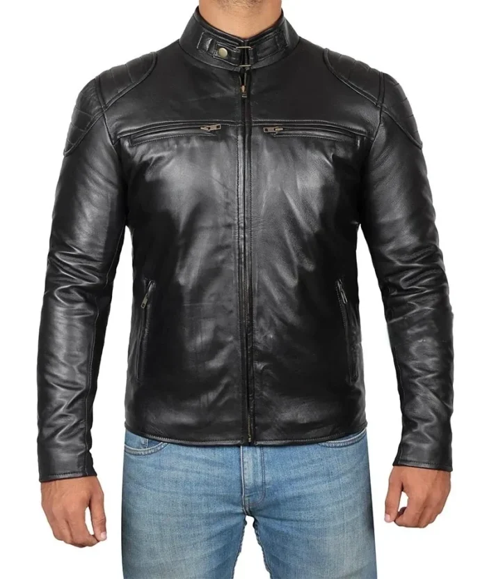 Cafe Racer Black Real Leather Jacket
