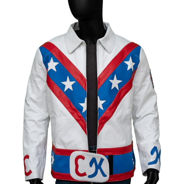 Daredevil Evel Knievel White Motorcycle Leather Jacket