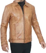 Harrington Vintage Waxed Yellow Casual Leather Jacket