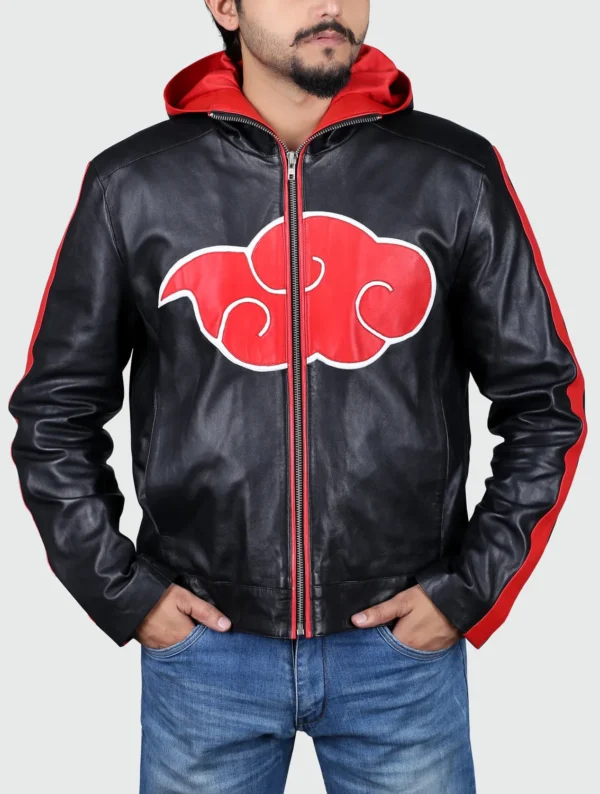 Itachi Uchiha Black Hooded Leather Jacket