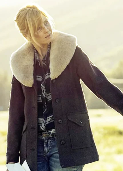 Kelly Reilly S04 Shearling Wool Coat