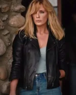 Kelly Reilly Yellowstone S04 Beth Dutton Black Leather Jacket