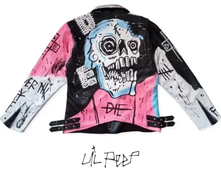 Lil Peep Never Say Die GBC Painted Leather Jacket