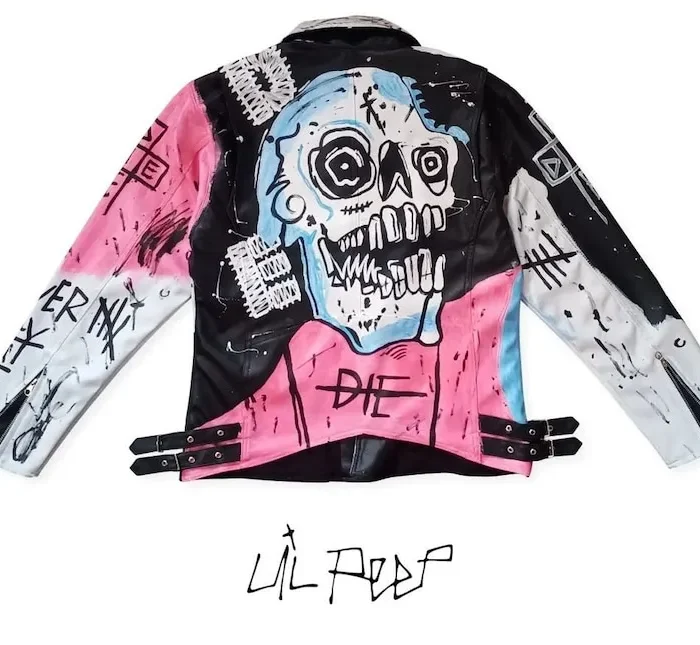 Lil Peep Never Say Die GBC Painted Leather Jacket