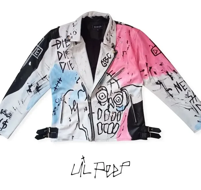 Lil Peep Never Say Die Painted Biker Jacket