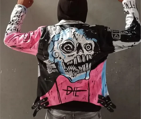 Lil Peep Never Say Die Painted Leather Jacket