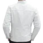 Men’s All White Cafe Racer Leather Jacket