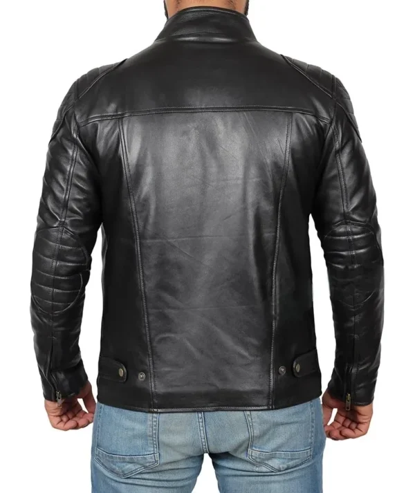 Mens Cafe Racer Real Leather Jacket