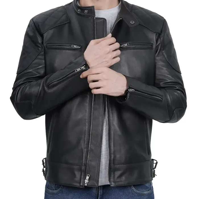 Men's Premium Stylish Black Biker Leather Jacket