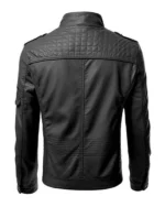 Men's Slim Fit Black Biker Leather Jacket For Sale