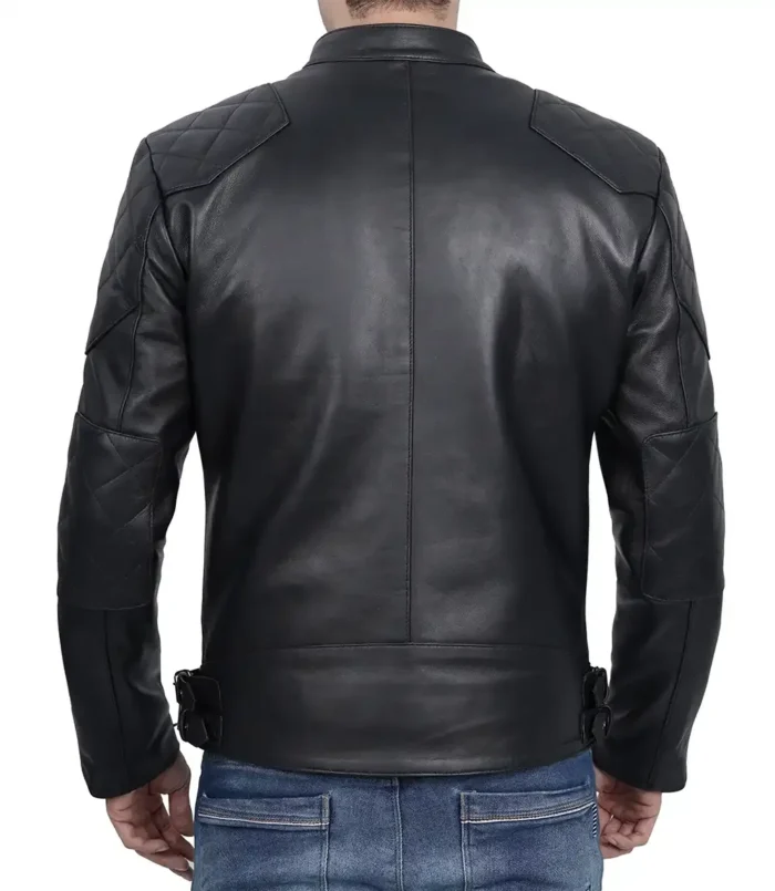Premium Stylish Men's Black Cafe Racer Leather Jacket