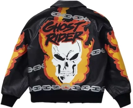 Travis Barker Supreme Ghost Rider Bomber Leather Jacket