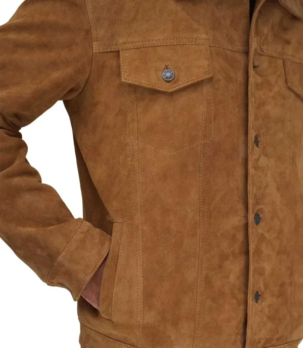 Trucker Tan Mens Suede Trucker Jacket