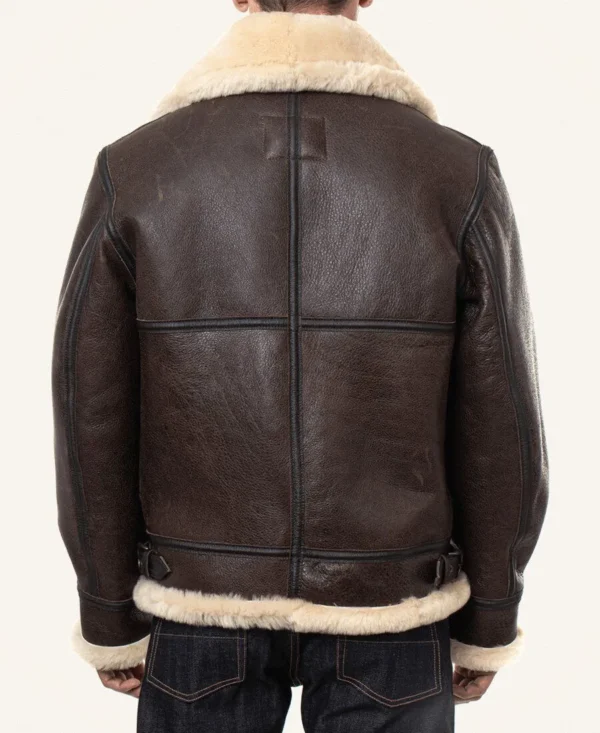 B3 Aviator Bomber Brown Sherling Fur Leather Jacket