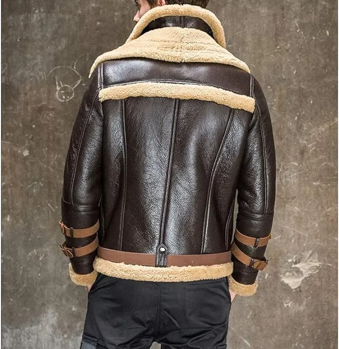 B3 Flight Sheepskin Aviator Fur Real Leather Jacket