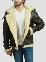 B3 Shearling Aviator Bomber Leather Jacket