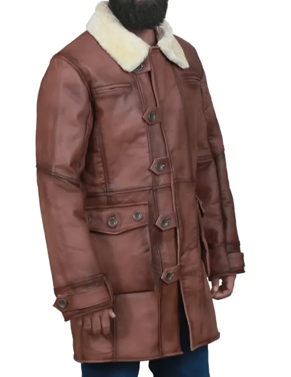 Brown Shearling Bane Coat for Men