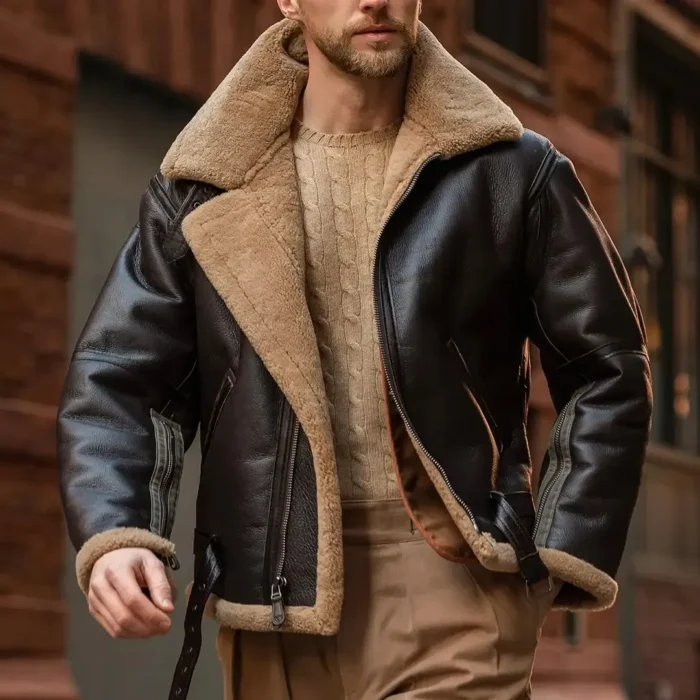 Jack Evans RAF Fighter Bomber Sheepskin Shearling Leather Jacket