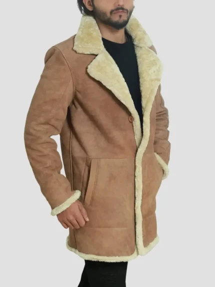 James Brown Leather Sheepskin Shearling Coat