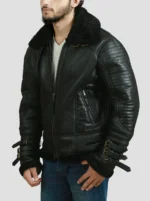 Men B3 Bomber Aviator Dark Brown Real Shearling Leather Jacket