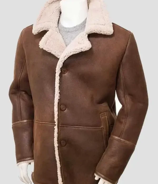 Men B3 Sheepskin Shearling Brown Leather Coat