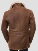 Men B3 Sheepskin Shearling Brown Long Leather Coat