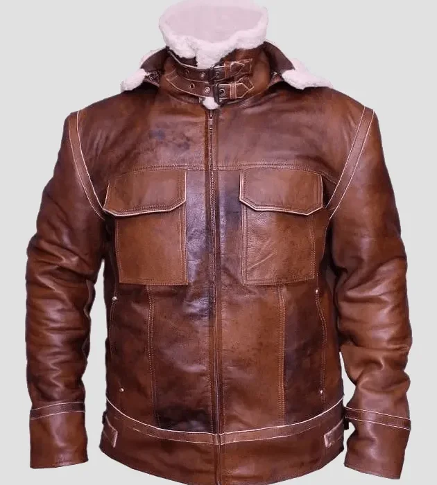 Men Shearling Brown B3 Bomber Real Leather Jacket