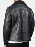 Mens Alberto Shearling Black Leather Jacket For Sale