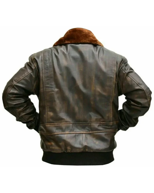 Mens Aviator G-1 Flight Distressed Brown Leather Bomber Jacket