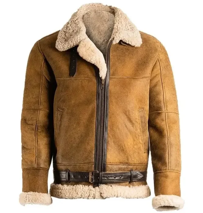 Mens B3 Aviator Brown Shearling Leather Jacket