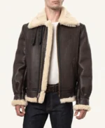Mens B3 Aviator Brown Sherling Fur Bomber Leather Jacket