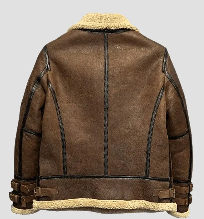 Men’s B3 Aviator Flight Shearling Fur Brown Bomber Jacket