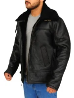 Men's B3 Bomber Aviator Black Shearling Leather Jacket