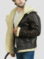 Mens B3 Bomber Aviator Shearling Bomber Real Leather Jacket