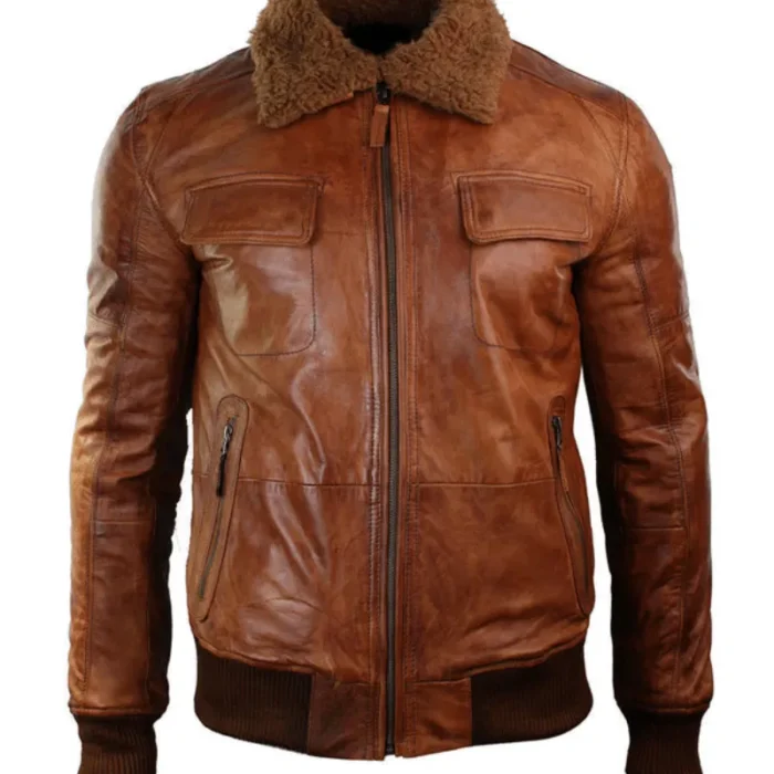 Mens B3 Bomber Julian Thompson Fur Collar Aviator Pilot Jacket