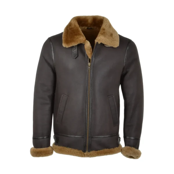 Mens B3 Bomber Shearling Dark Brown Leather Jacket