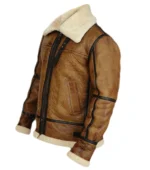 Mens B3 Flight Aviator Bomber Brown Shearling Fur Real Leather Jacket