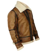 Mens B3 Flight Aviator Brown Leather Jacket