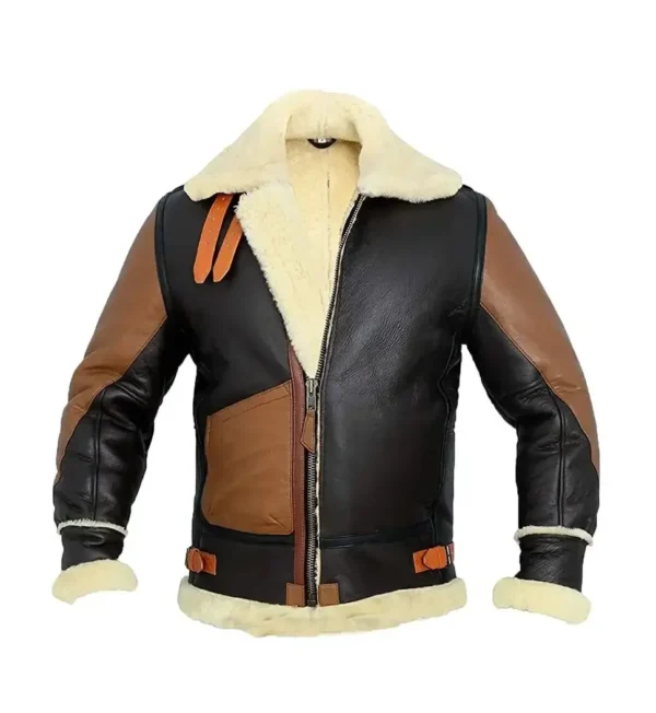 Mens B3 Pilot Shearling Fur Bomber Leather Jacket